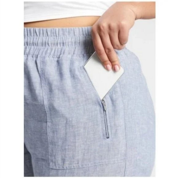 NWOT ATHLETA Cabo Linen Jogger Pants {530642} Chambray Blue Size 16 - Picture 2 of 9